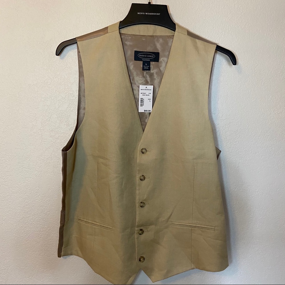 NWT - Suit Vests Tan Linen - Great for wedding